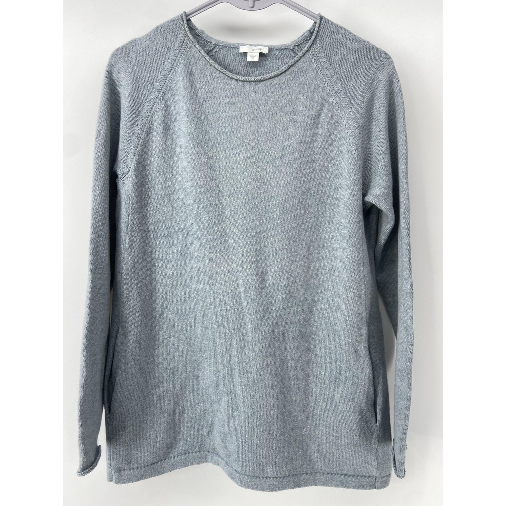 Pure Jill Sweater Womens XS Blue Cotton Cashmere Raglan Pullover Pockets Knit‎